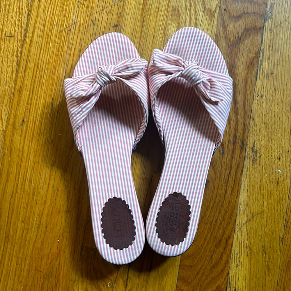 J Crew pinstripe summer sandals